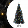 Choinka z 300 diodami LED z podstawą Czarny 210 cm PVC