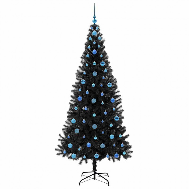 Choinka z 300 diodami LED z podstawą Czarny 210 cm PVC