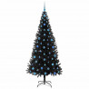 Choinka z 300 diodami LED z podstawą Czarny 210 cm PVC