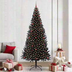 Choinka z 300 diodami LED z podstawą Czarny 240 cm PVC