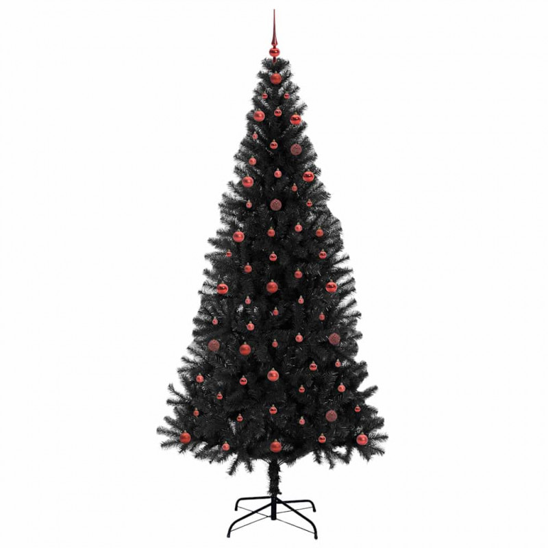 Choinka z 300 diodami LED z podstawą Czarny 240 cm PVC