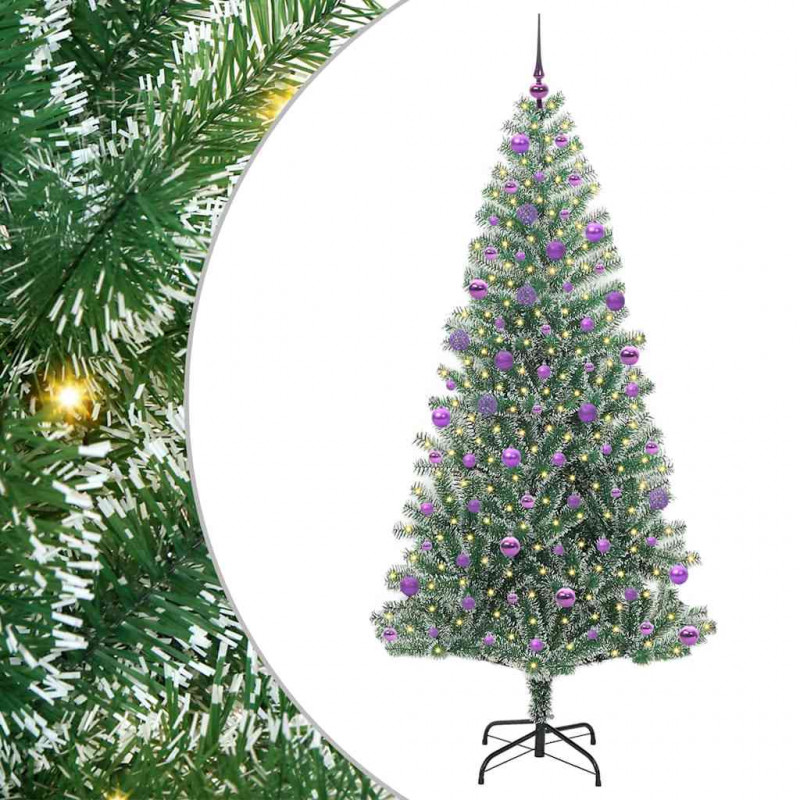 Sztuczna choinka z śnieżnym pokryciem z lampkami LED 210 cm