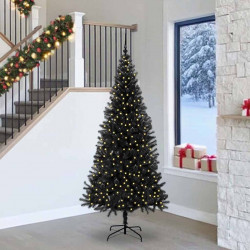 Choinka z 300 diodami LED z podstawą Czarny 240 cm PVC