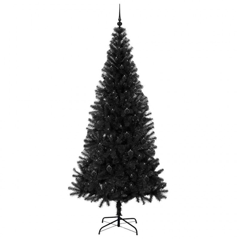 Choinka z 300 diodami LED z podstawą Czarny 240 cm PVC