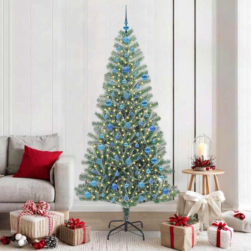 Sztuczna choinka z śnieżnym pokryciem z lampkami LED 210 cm