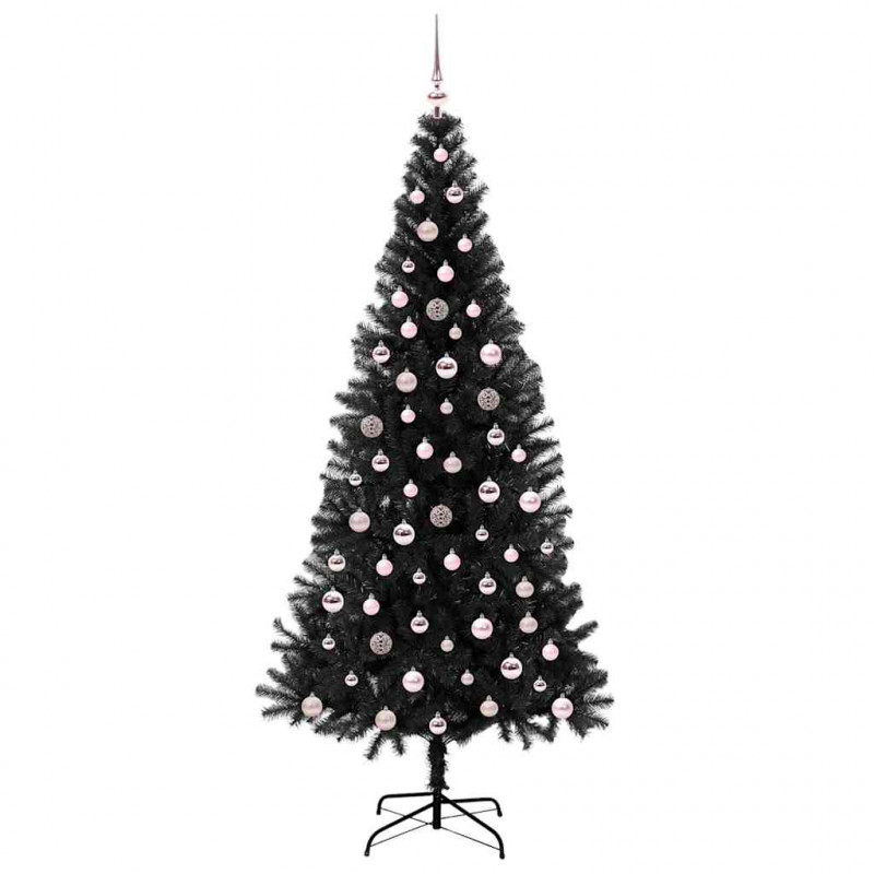 Choinka z 300 diodami LED z podstawą Czarny 240 cm PVC