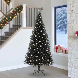 Choinka z 300 diodami LED z podstawą Czarny 240 cm PVC