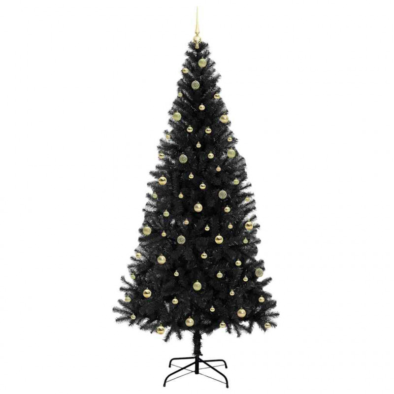 Choinka z 300 diodami LED z podstawą Czarny 240 cm PVC