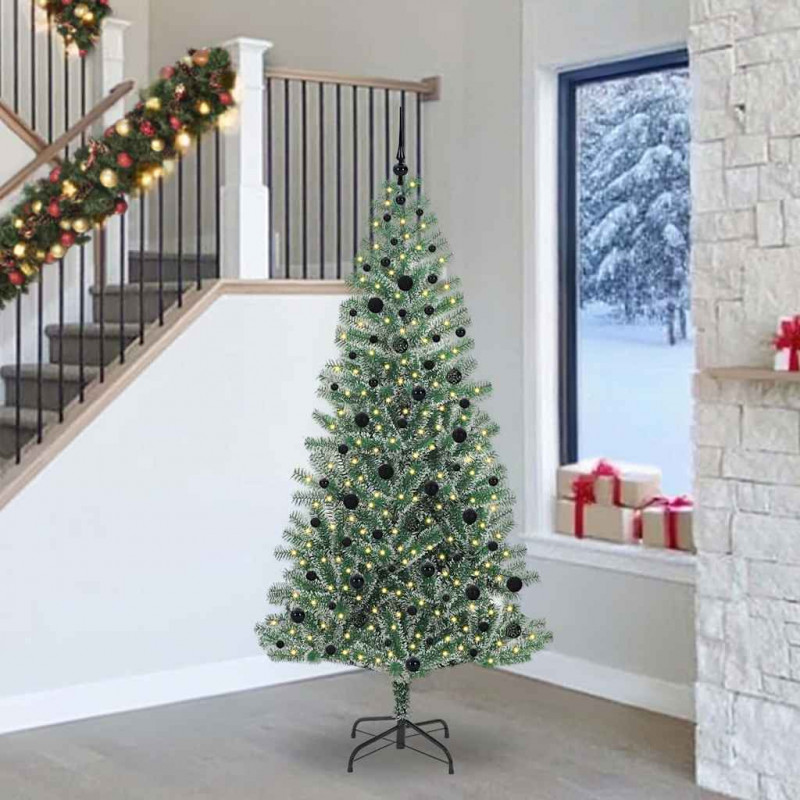 Sztuczna choinka z śnieżnym pokryciem z lampkami LED 240 cm