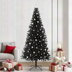 Choinka z 300 diodami LED z podstawą Czarny 240 cm PVC