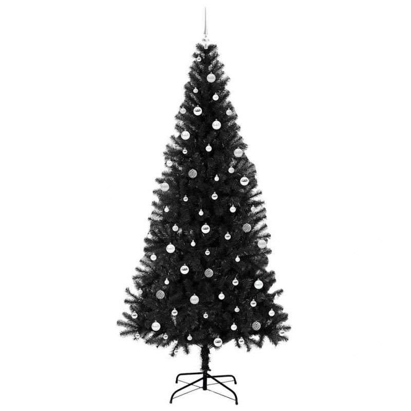 Choinka z 300 diodami LED z podstawą Czarny 240 cm PVC