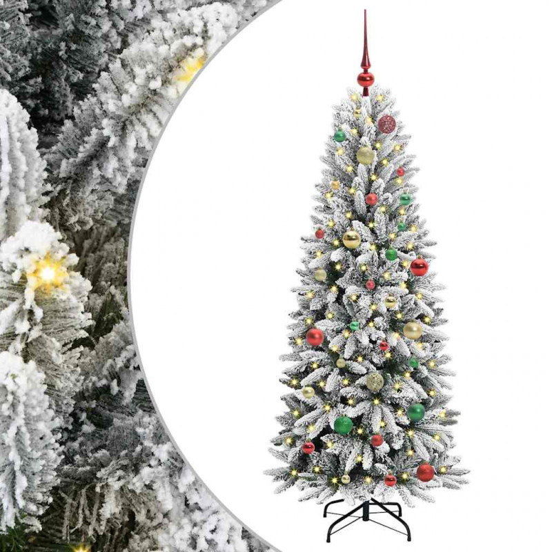 Sztuczna choinka Biały 150 cm PVC, Plastik, Stal i PE