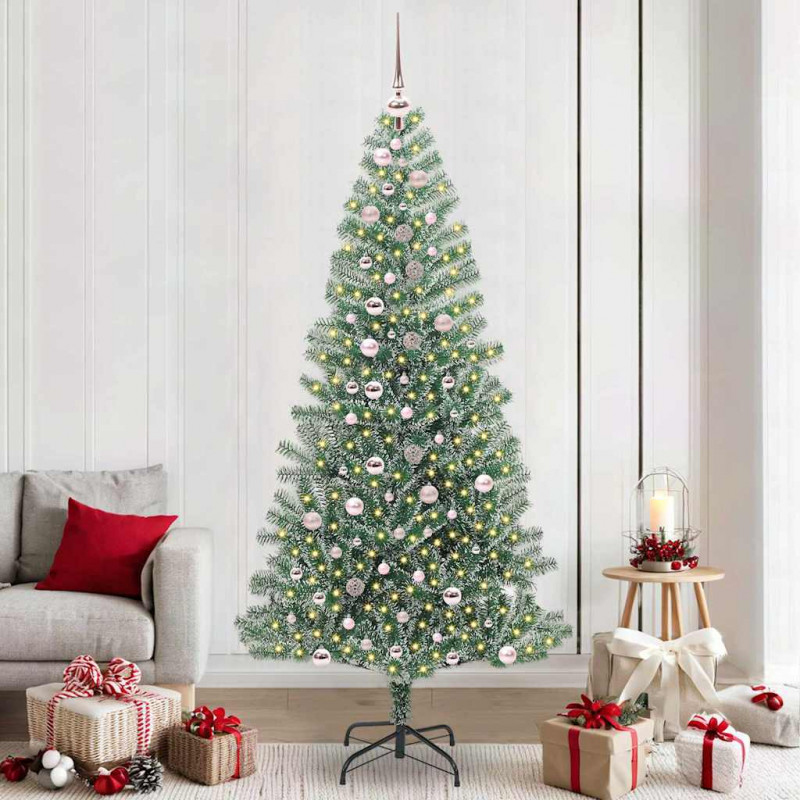 Sztuczna choinka z śnieżnym pokryciem z lampkami LED 240 cm