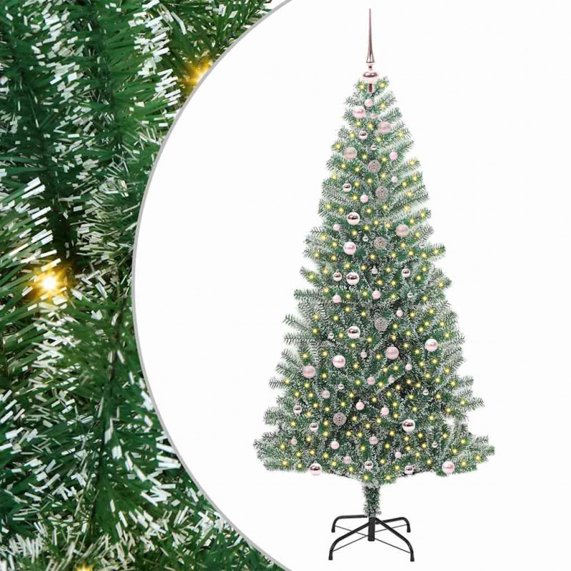 Sztuczna choinka z śnieżnym pokryciem z lampkami LED 240 cm