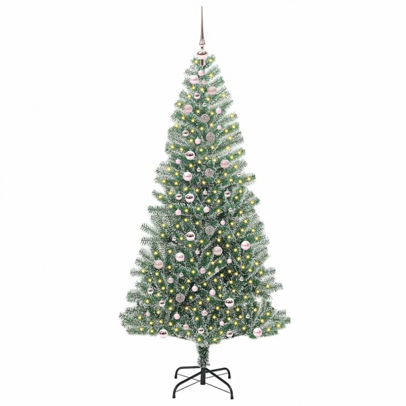 Sztuczna choinka z śnieżnym pokryciem z lampkami LED 240 cm