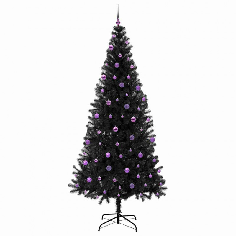 Choinka z 300 diodami LED z podstawą Czarny 240 cm PVC