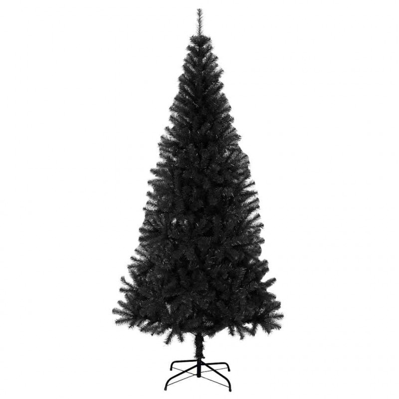Choinka z 300 diodami LED z podstawą Czarny 240 cm PVC