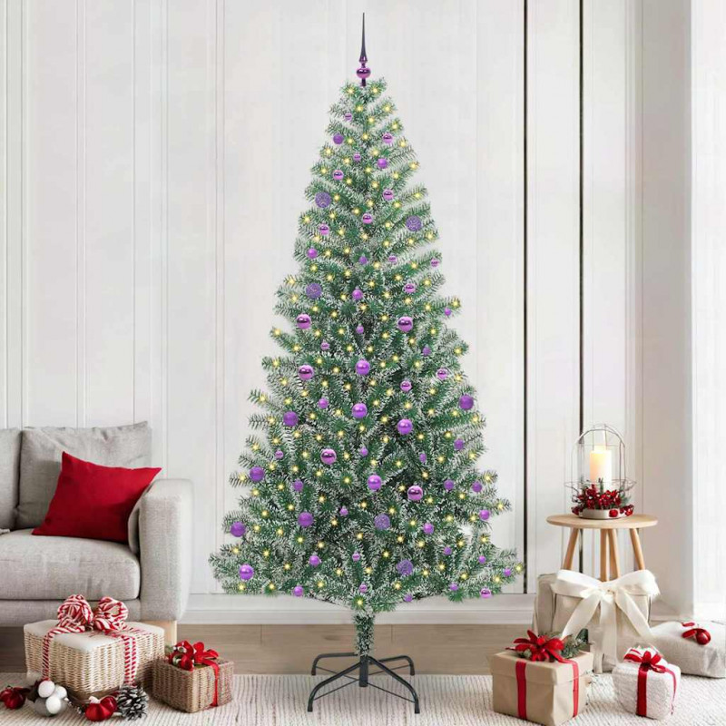 Sztuczna choinka z śnieżnym pokryciem z lampkami LED 240 cm