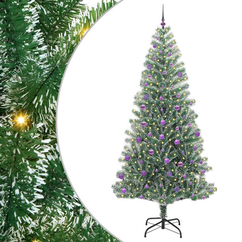 Sztuczna choinka z śnieżnym pokryciem z lampkami LED 240 cm