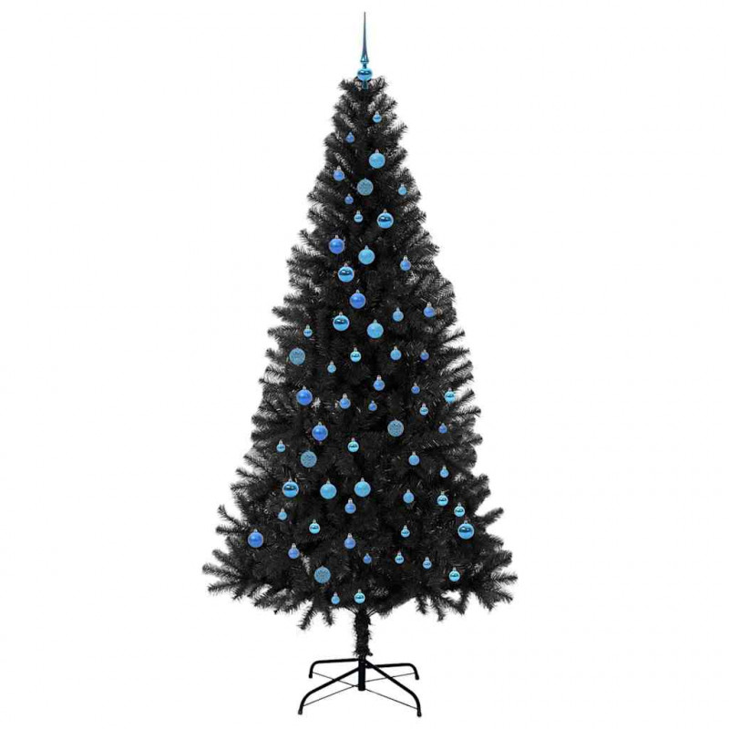 Choinka z 300 diodami LED z podstawą Czarny 240 cm PVC