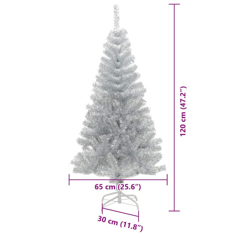 Choinka z 150 diodami LED z podstawą Srebrny 120 cm PET