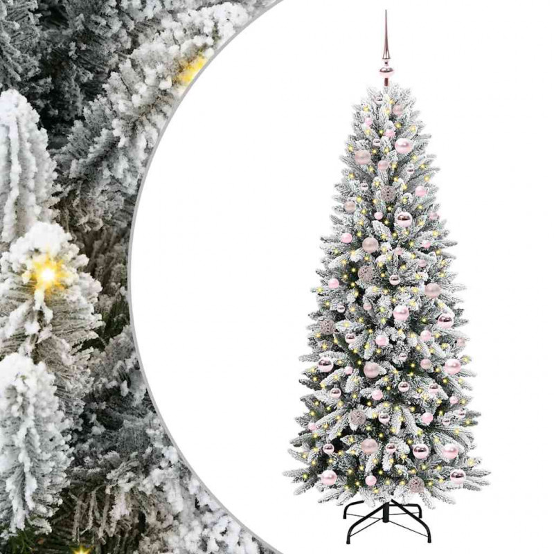 Sztuczna choinka Biały 180 cm PVC, Plastik, Stal i PE
