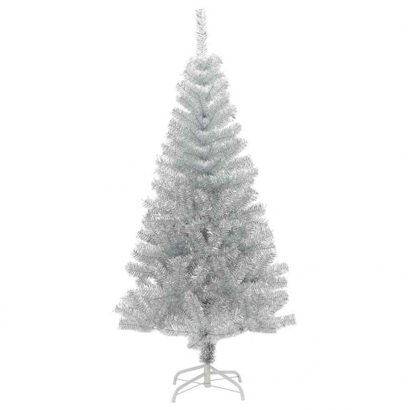 Choinka z 150 diodami LED z podstawą Srebrny 120 cm PET