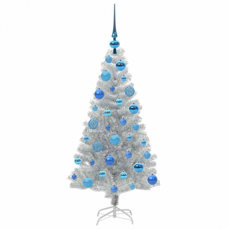 Choinka z 150 diodami LED z podstawą Srebrny 120 cm PET