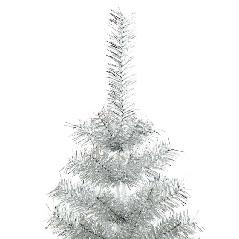 Choinka z 150 diodami LED z podstawą Srebrny 120 cm PET