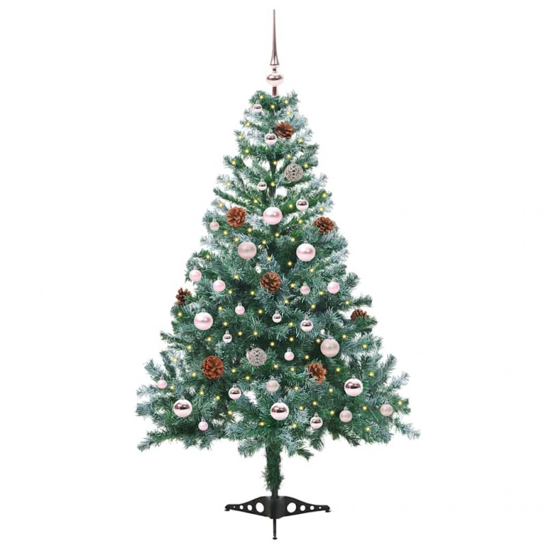 Sztuczna choinka z 150 diodami LED Zielony 150 cm PVC i stal
