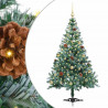 Sztuczna choinka z 150 diodami LED Zielony 150 cm PVC i stal
