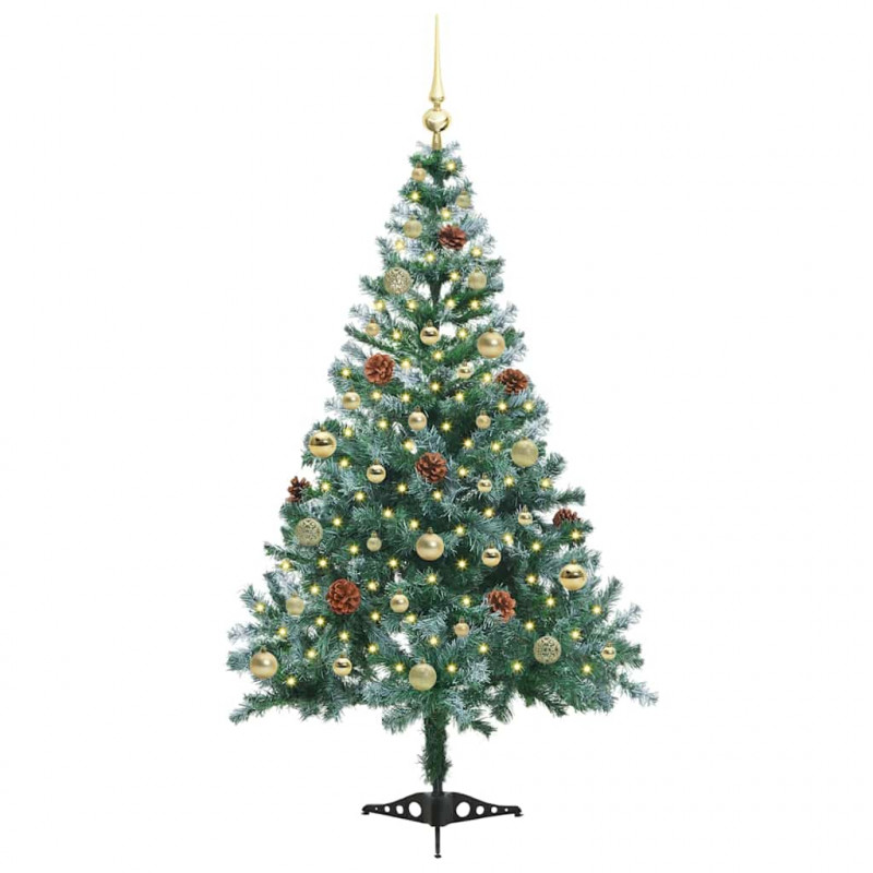 Sztuczna choinka z 150 diodami LED Zielony 150 cm PVC i stal