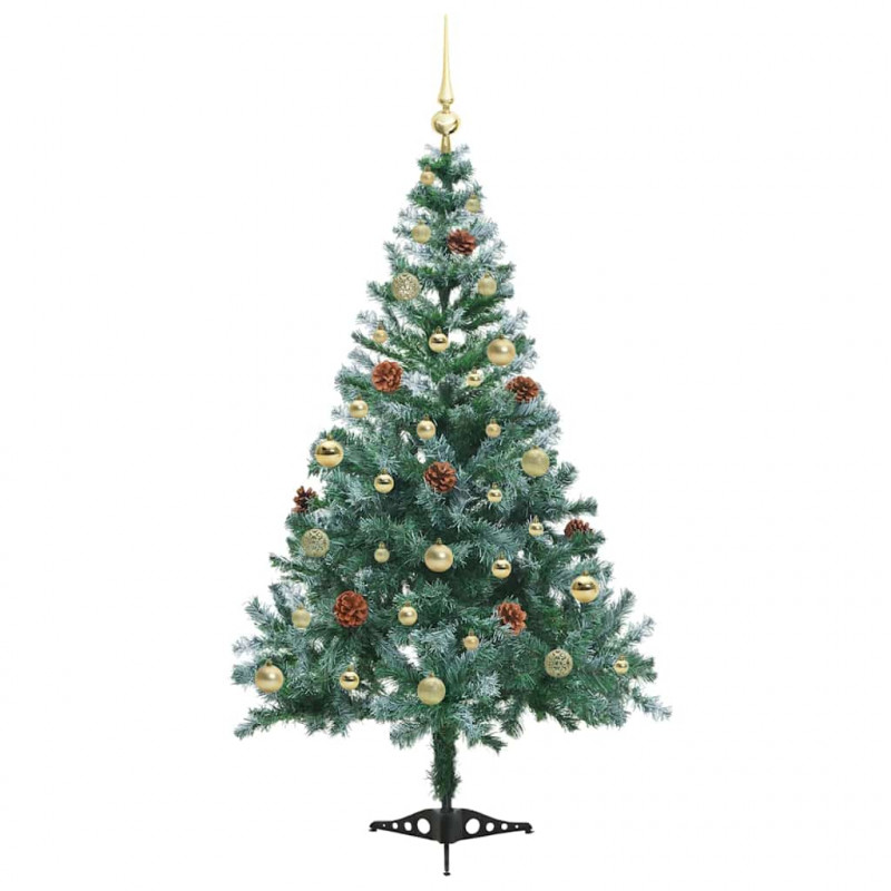 Sztuczna choinka z 150 diodami LED Zielony 150 cm PVC i stal