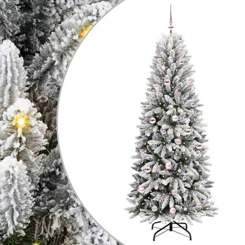 Sztuczna choinka Biały 210 cm PVC, Plastik, Stal i PE