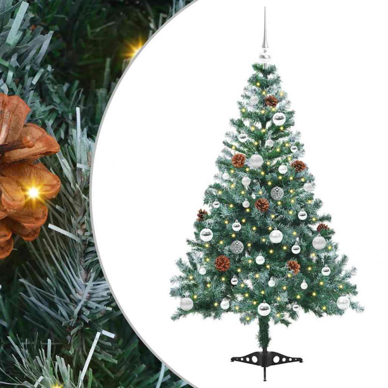 Sztuczna choinka z 150 diodami LED Zielony 150 cm PVC i stal