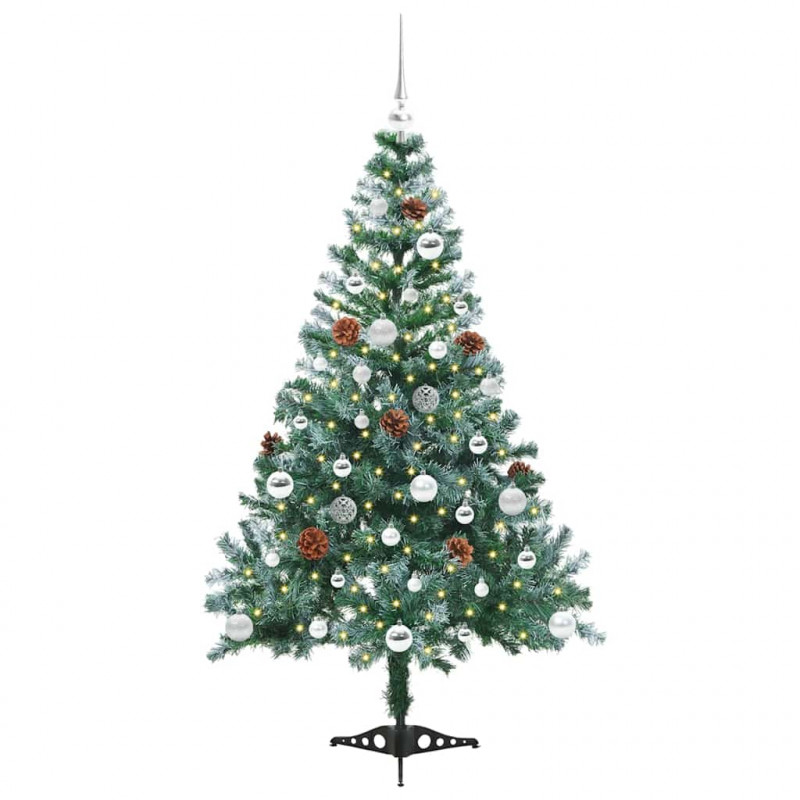 Sztuczna choinka z 150 diodami LED Zielony 150 cm PVC i stal