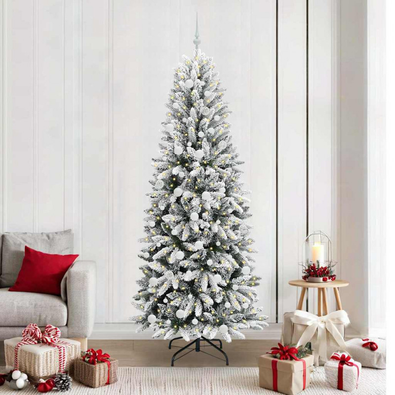 Sztuczna choinka Biały 210 cm PVC, Plastik, Stal i PE