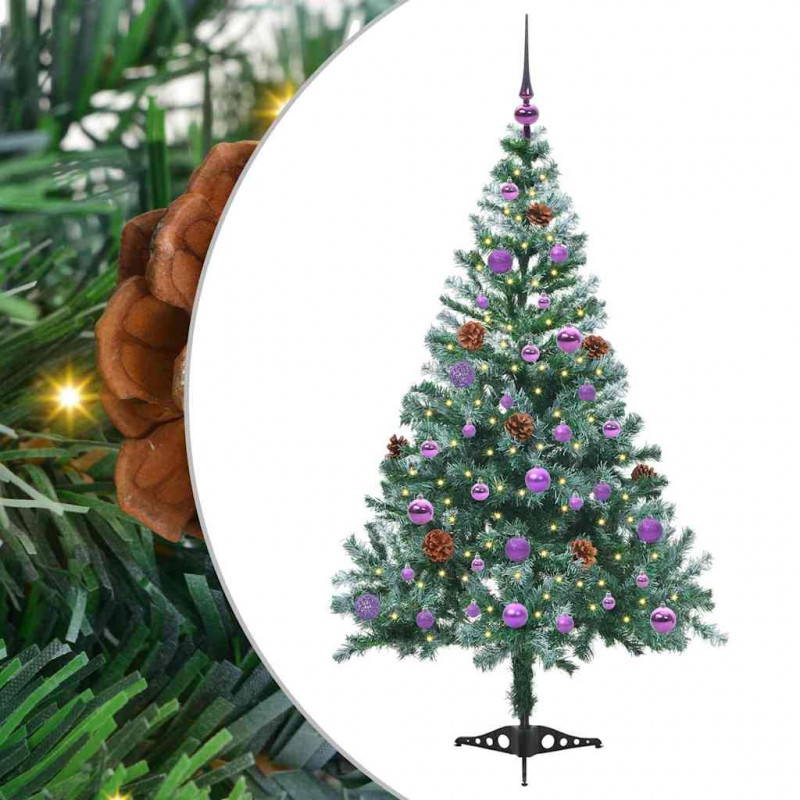 Sztuczna choinka z 150 diodami LED Zielony 150 cm PVC i stal