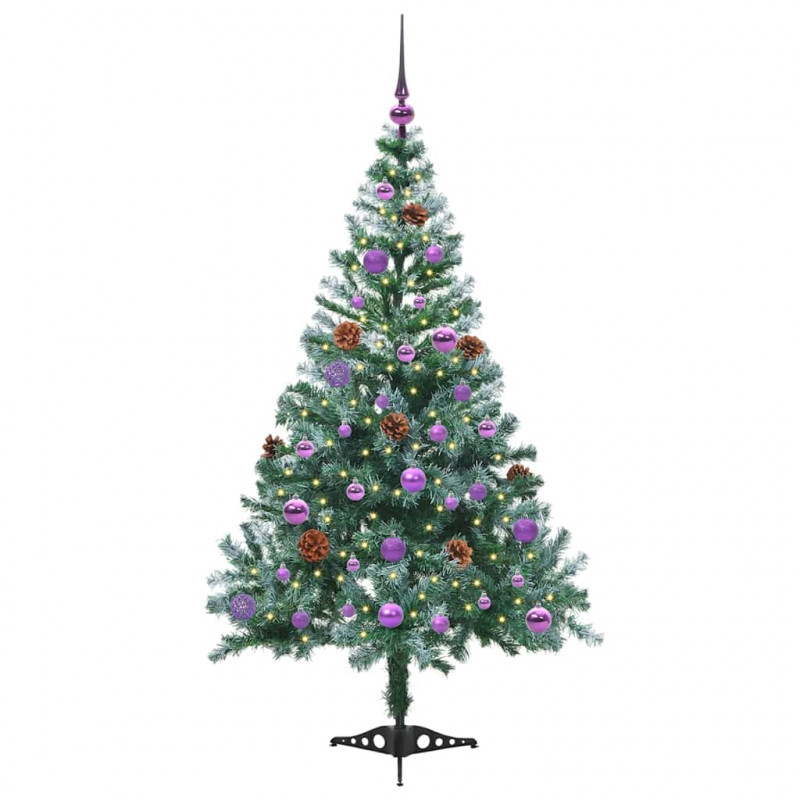 Sztuczna choinka z 150 diodami LED Zielony 150 cm PVC i stal