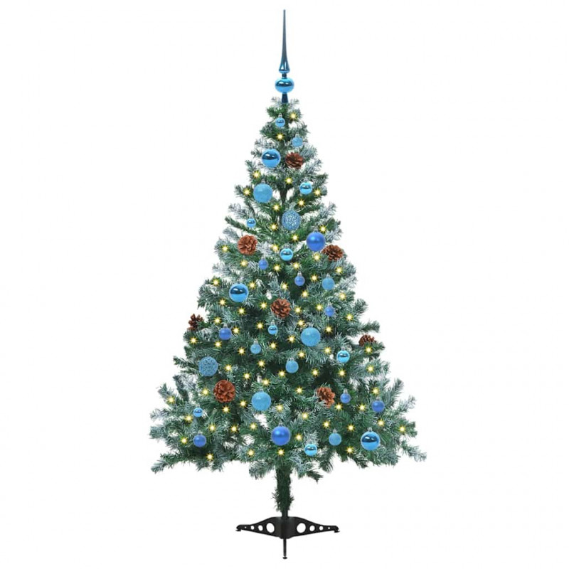 Sztuczna choinka z 150 diodami LED Zielony 150 cm PVC i stal
