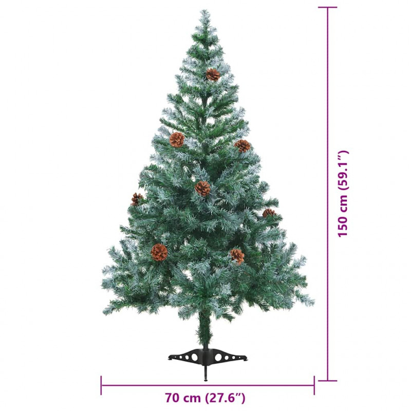 Sztuczna choinka z 150 diodami LED Zielony 150 cm PVC i stal