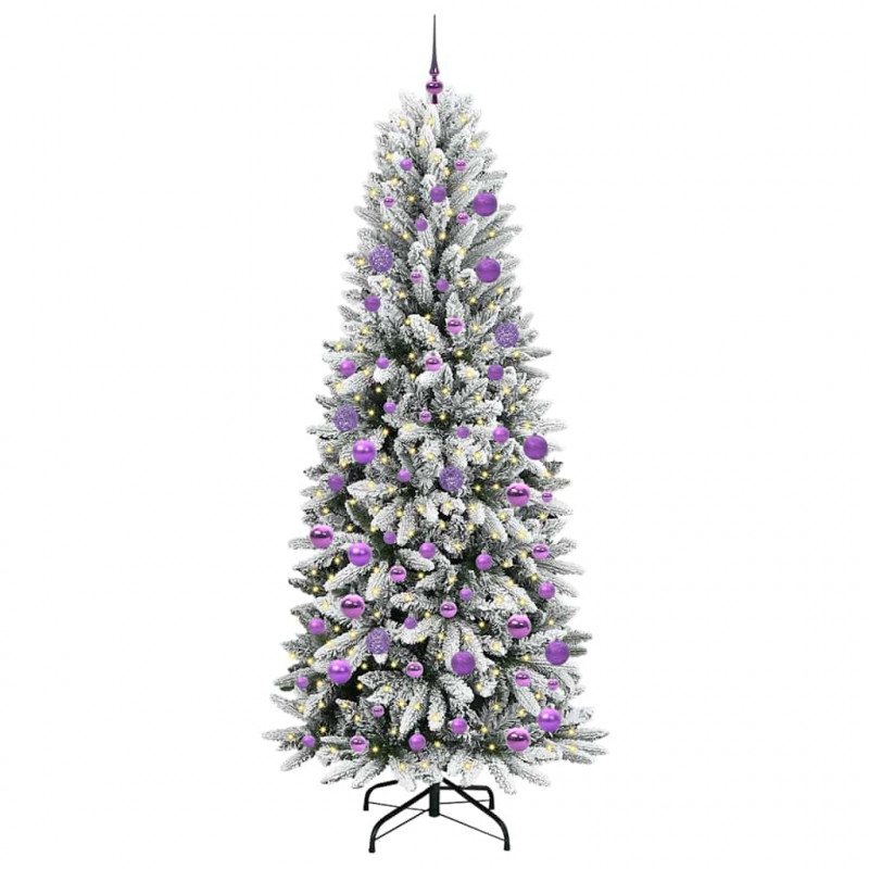 Sztuczna choinka Biały 210 cm PVC, Plastik, Stal i PE