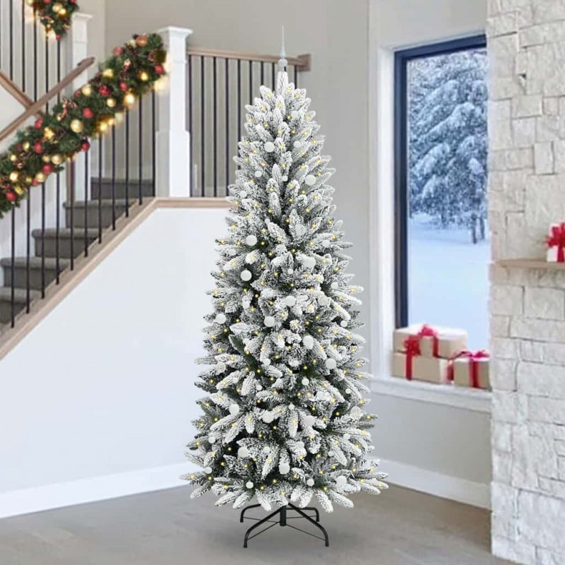 Sztuczna choinka Biały 240 cm PVC, Plastik, Stal i PE