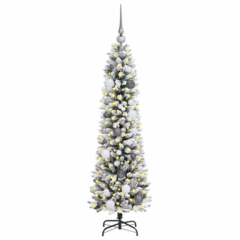 Sztuczna choinka z podstawą Biały 150 cm PVC, Metal i Plastik