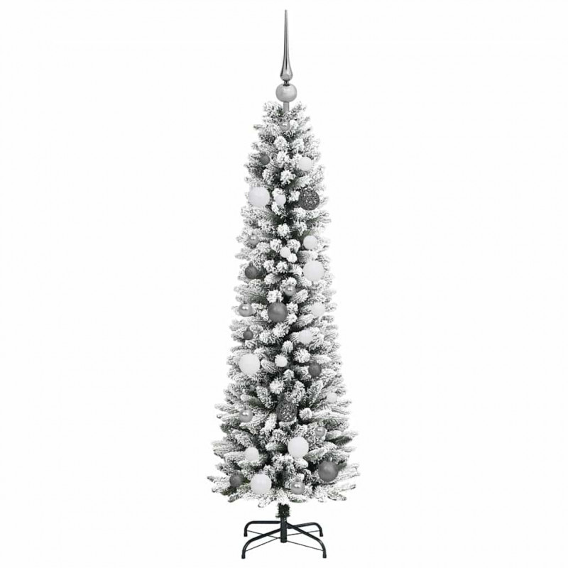 Sztuczna choinka z podstawą Biały 150 cm PVC, Metal i Plastik