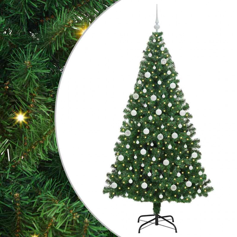 Sztuczna choinka z podstawą Zielony 210 cm PVC i Stal i Plastik