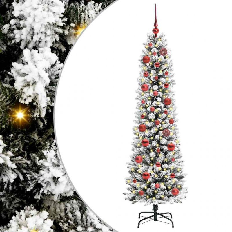 Sztuczna choinka z podstawą Biały 150 cm PVC, Metal i Plastik