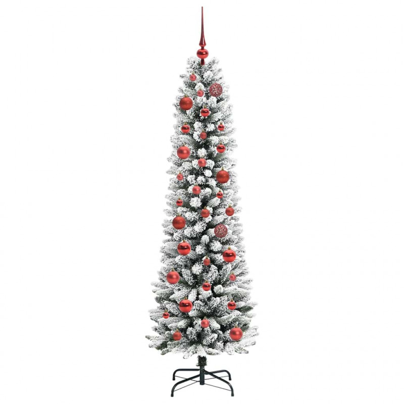 Sztuczna choinka z podstawą Biały 150 cm PVC, Metal i Plastik