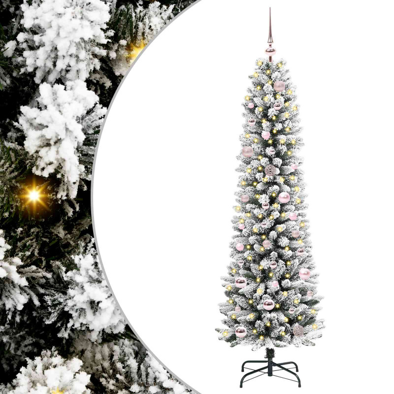 Sztuczna choinka z podstawą Biały 150 cm PVC, Metal i Plastik