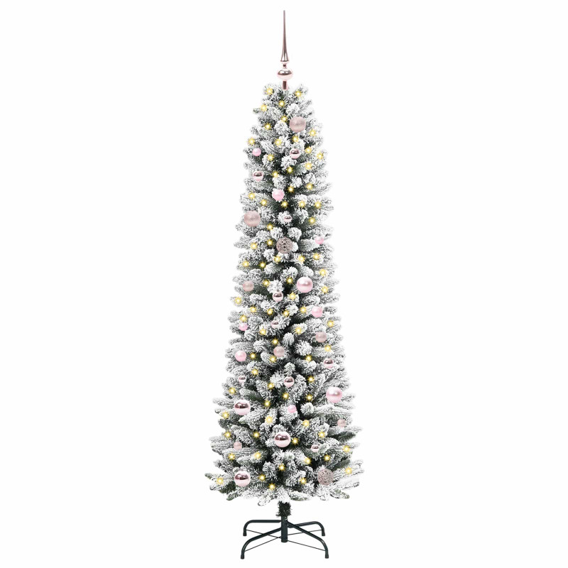 Sztuczna choinka z podstawą Biały 150 cm PVC, Metal i Plastik